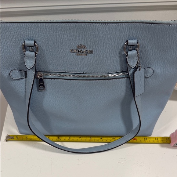Coach Pale Blue Leather Tote with Silver Hardware - Picture 4 of 8